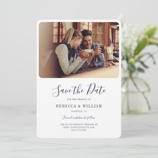 Foto Handgeschreven bruiloft Bewaar de datum Save The Date (Staand voorkant)