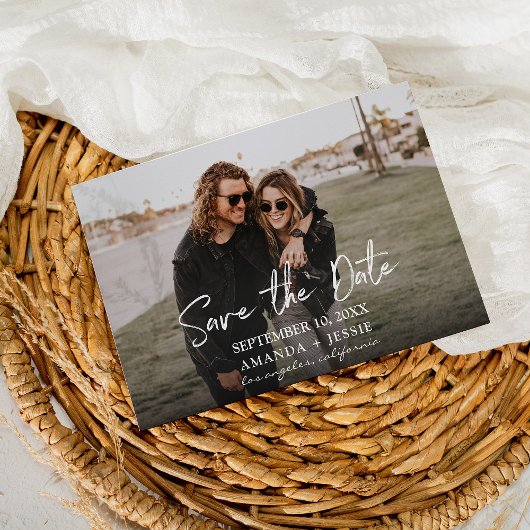 Foto - Handgeschreven Horizontale Save the Date V2 Kaart