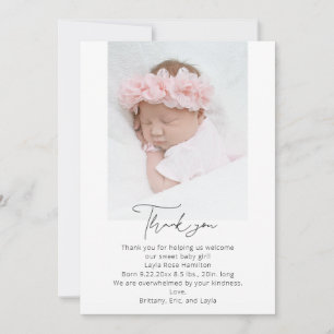 Foto Handgeschreven kalligrafie babyfeestje Bedankkaart