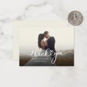 Foto Handgeschreven Moderne bruiloft Dank u Notitiekaartje (Voorkant / Achterkant in situ)