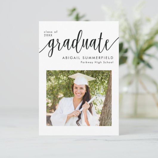 Foto Handgeschreven Script Afstuderen Aankondiging (Staand voorkant)