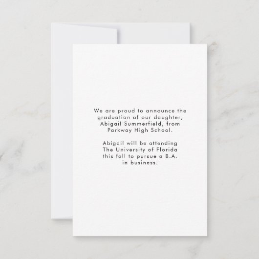 Foto Handgeschreven Script Afstuderen Aankondiging (Achterkant)