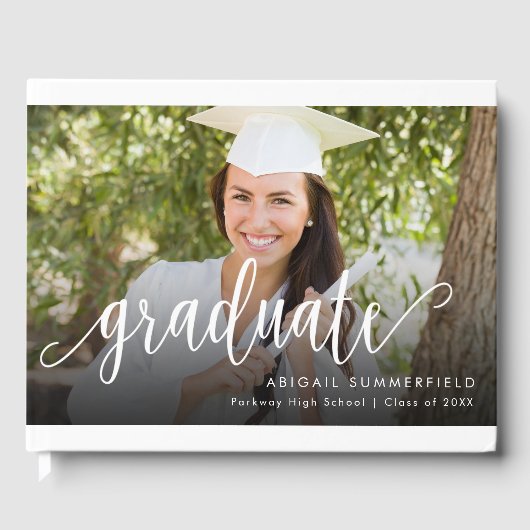 Foto Handgeschreven Script Afstuderen Keepsake Gastenboek (Voorkant)