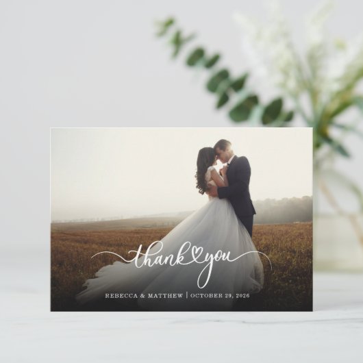 Foto Handgeschreven Script Bruiloft Bedankkaart (Staand voorkant)