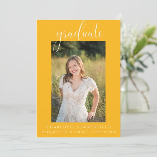 Foto Handgeschreven Script Gold Afstuderen Kaart (Staand voorkant)