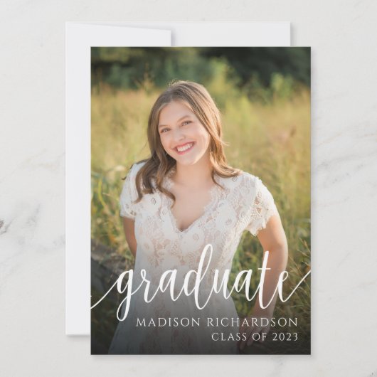 Foto Handgeschreven Script Graduation Party Kaart (Voorkant)