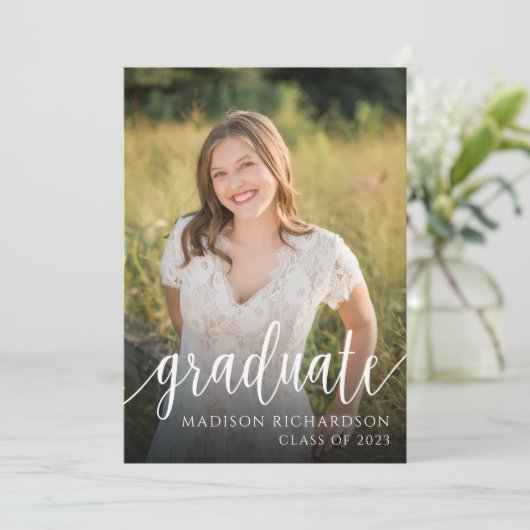 Foto Handgeschreven Script Graduation Party Kaart (Staand voorkant)