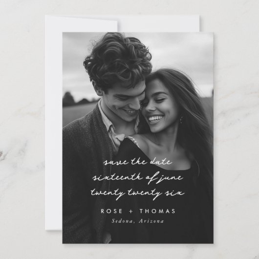 Foto handgeschreven script save the date (Voorkant)