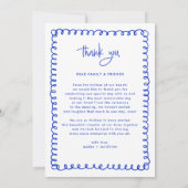 Foto handgetekende Franse blauwe bruiloft Bedankkaart (Achterkant)