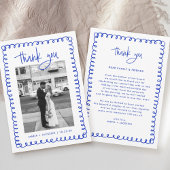 Foto handgetekende Franse blauwe bruiloft Bedankkaart