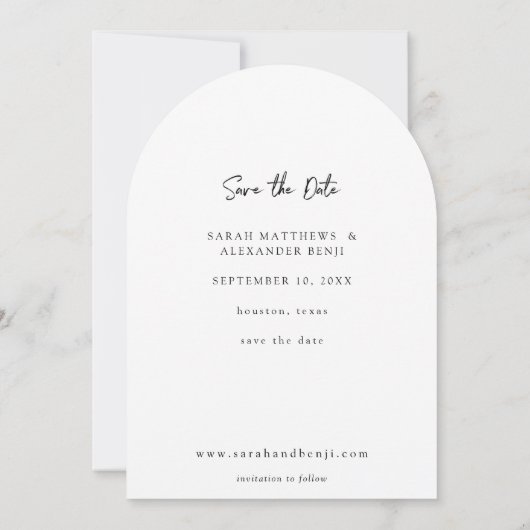 Foto - Handschrift 2 Verticaal Save the Date Arc Kaart (Achterkant)