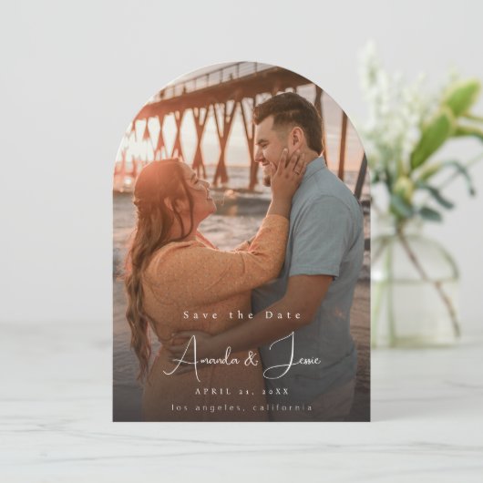 Foto - Handschrift Verticaal Save the Date 4 Arc Kaart (Staand voorkant)