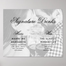 Foto handtekeningdranken Elegante script huwelijks Poster