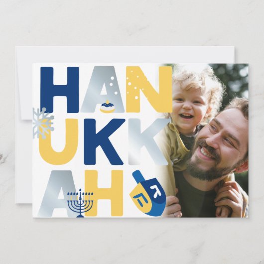 Foto HANUKKAH Menorah Dreidel Wenskaart (Voorkant)