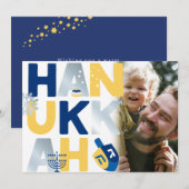 Foto HANUKKAH Menorah Dreidel Wenskaart (Voorkant / Achterkant)