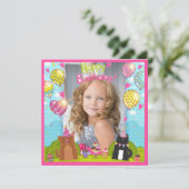 Foto Happy Birthday voor Young Girl Square Kaart (Staand voorkant)