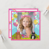 Foto Happy Birthday voor Young Girl Square Kaart (Voorkant / Achterkant in situ)