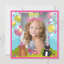 Foto Happy Birthday voor Young Girl Square Kaart