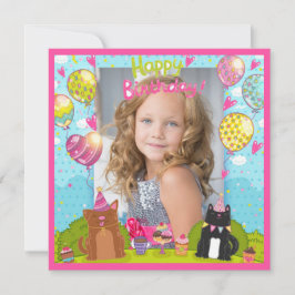 Foto Happy Birthday voor Young Girl Square Kaart