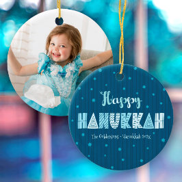 Foto Happy Hanukkah Fun Typografie Star van David Keramisch Ornament
