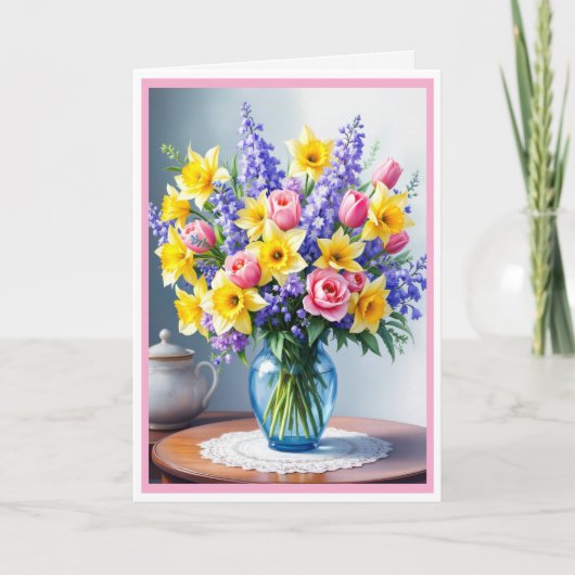 Foto Happy Moederdag Spring Flowers Kaart (Voorkant)