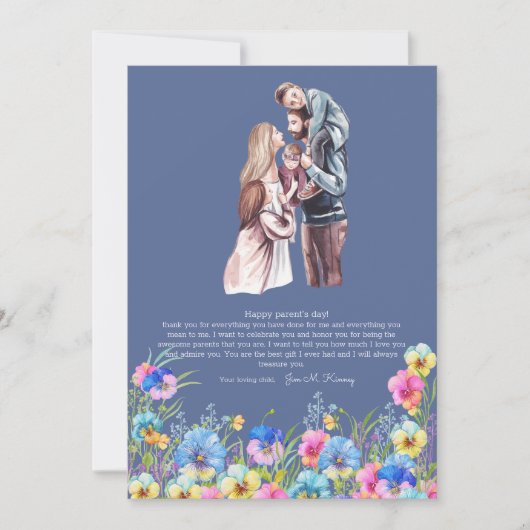 Foto Happy Parents Day Sjabloon Flat Holiday Kaart (Voorkant)