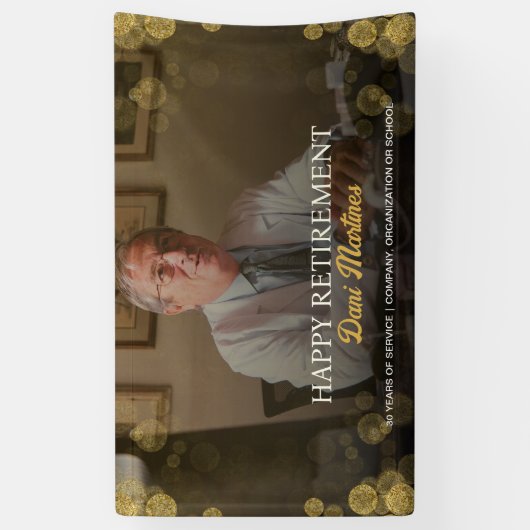 Foto Happy Retirement Party Gold Confetti Spandoek (Verticaal)
