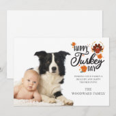 Foto Happy Turkey Day Thanksgiving Greep Feestdagenkaart (Voorkant / Achterkant)