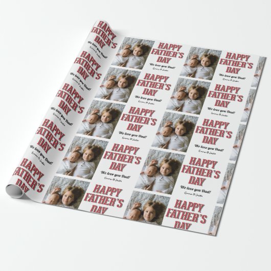 Foto Happy Vaderdag Cadeaupapier (Uitgerold)