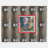 Foto Happy Valentijns Red Heart Rustic Wood Mouse Fleece Deken (Voorkant (Horizontaal))