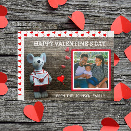 Foto Happy Valentine's Day Red Heart Rustic Wood Feestdagenkaart