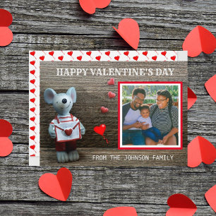 Foto Happy Valentine's Day Red Heart Rustic Wood Feestdagenkaart