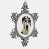 Foto Harlequin Great Dane Tin Sneeuwvlok Ornament (Links)