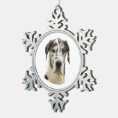 Foto Harlequin Great Dane Tin Sneeuwvlok Ornament (Rechts)