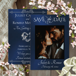 Foto & Hart Bewaar de Datum op Blauw Save The Date