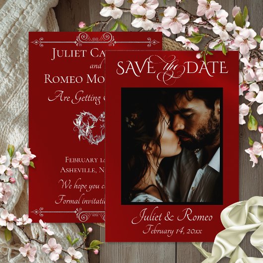 Foto & Hart Bewaar de Datum op Rood Save The Date