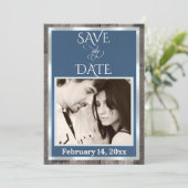Foto & Hart - Blauw Save The Date (Staand voorkant)