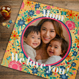Foto Hart Bloemen Roze Geel  Mom Legpuzzel