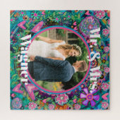 Foto Hart Bloemen Roze  Mr Mrs Wedding Legpuzzel (Horizontaal)