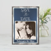 Foto & Hart - Donkerblauw Save The Date (Staand voorkant)