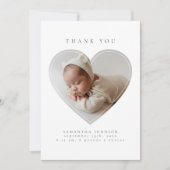 Foto Hart Elegant Minimalistisch Baby shower Bedankkaart (Voorkant)
