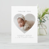 Foto Hart Elegant Minimalistisch Baby shower Bedankkaart (Staand voorkant)