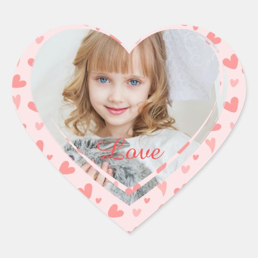Foto Hart en Liefde Script Hart Sticker (Voorkant)