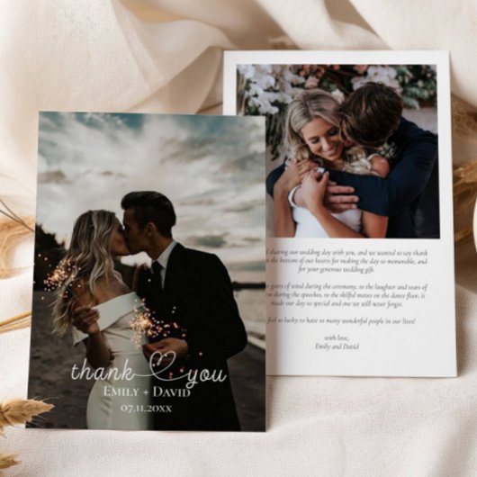 Foto Hart Hand-Lettered Wedding Dank u Bedankkaart