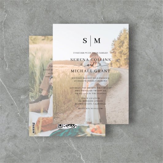 Foto Hart Kalligrafie QR Code Trouwen Briefkaart