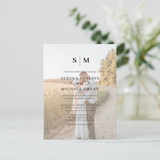 Foto Hart Kalligrafie QR Code Trouwen Briefkaart (Staand voorkant)