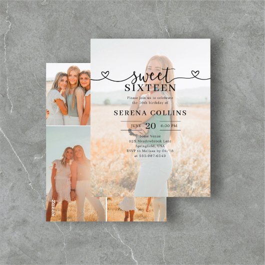 Foto Hart Kalligrafie Sweet 16 Briefkaart