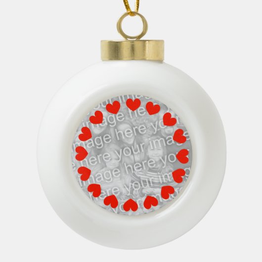 Foto hart Kerstballen | Uw eigen afbeelding toevoe Keramische Bal Ornament (Voorkant)