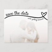 Foto Hart Lijn Schattige Bruiloft Save the Date Briefkaart (Voorkant)