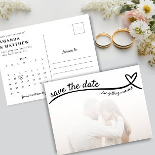 Foto Hart Lijn Schattige Bruiloft Save the Date Briefkaart